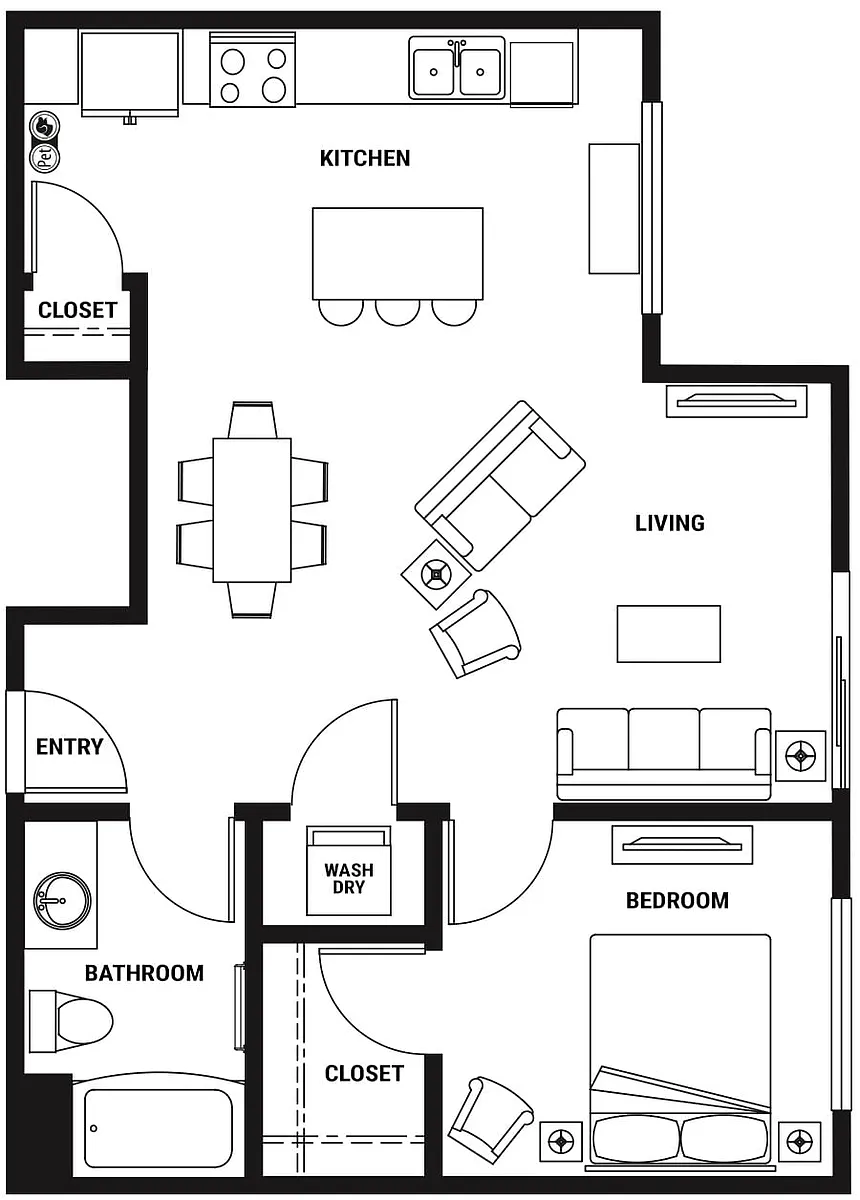 Floor plan A3 One Bed