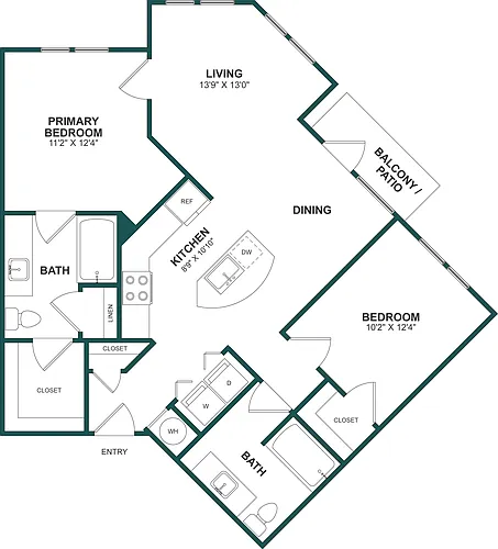 Floor plan 2 Bed/2 Bath-B3
