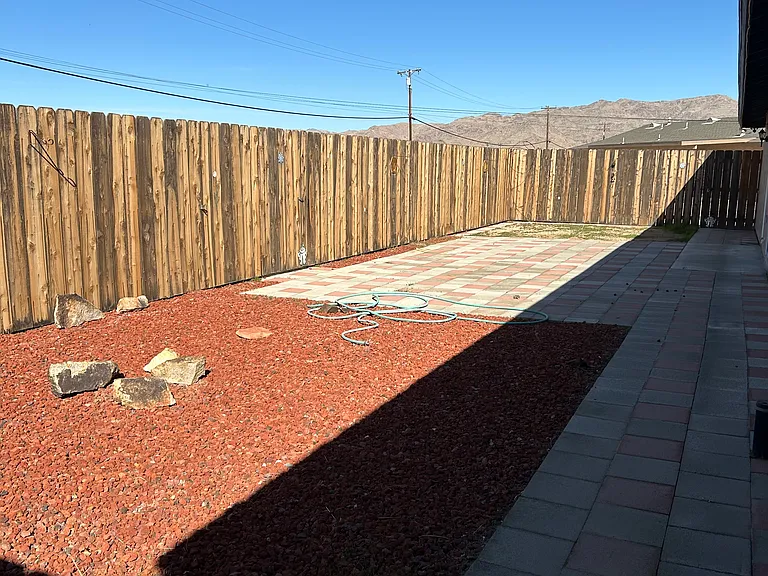 Fenced back patio
