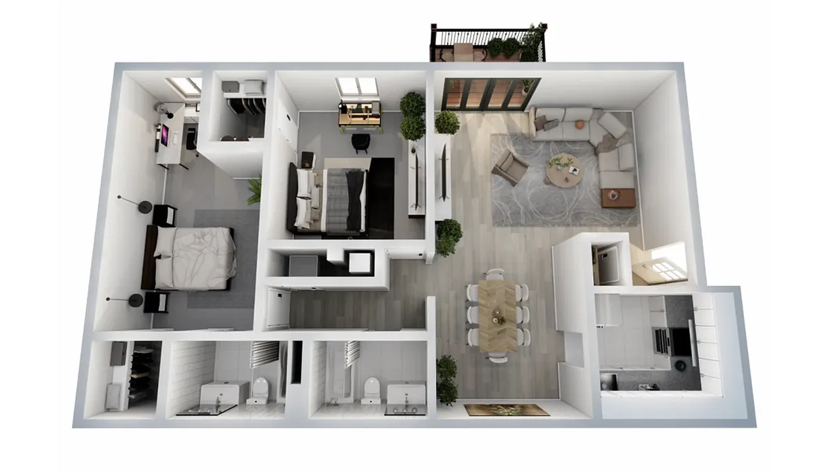 Floor plan Two Bedroom, Two Bathroom