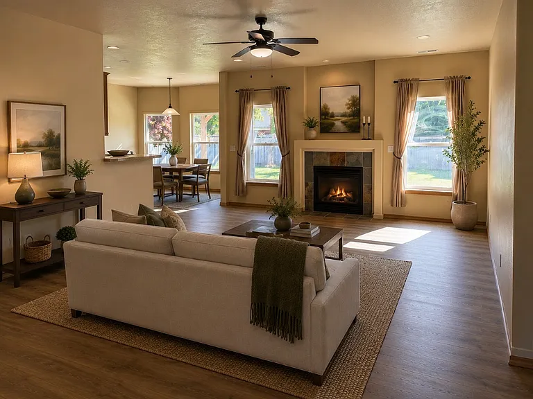 living room with brand new LVP flooring