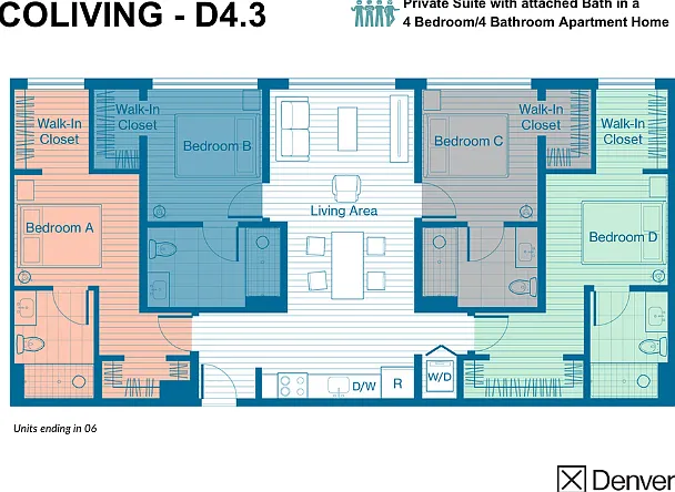 Coliving Layout: D4.3, units ending in 06 Coliving Layout: D4.3, units ending in 06