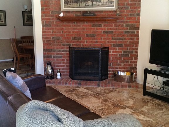 Brick fireplace
