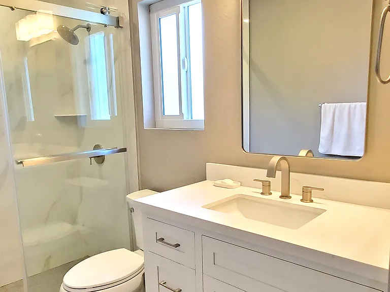 New tile flooring in bathroom