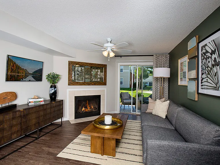 Living room with fireplace