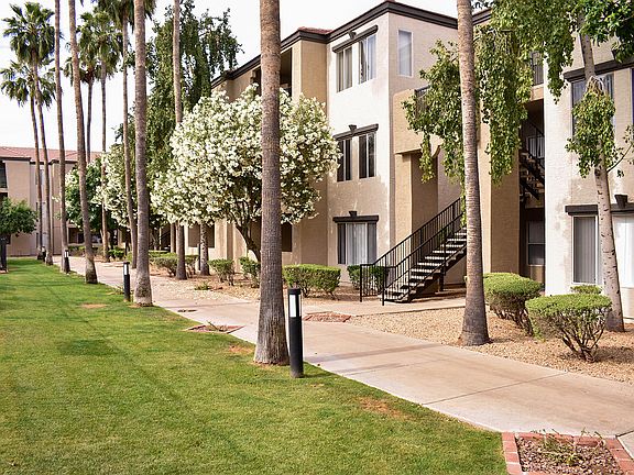 Tree lined sidewalks leading through community