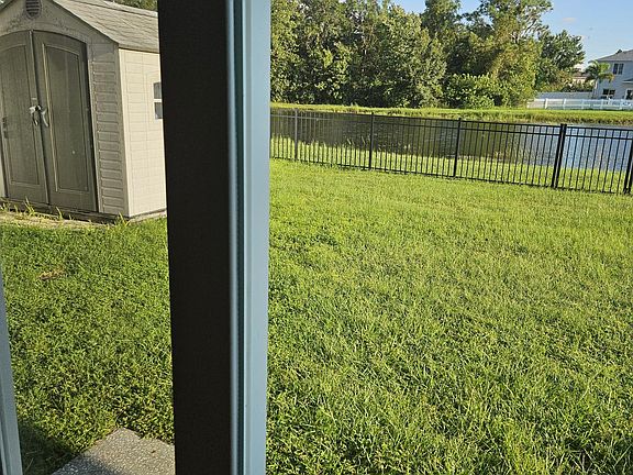 Dining room sliding door with water view