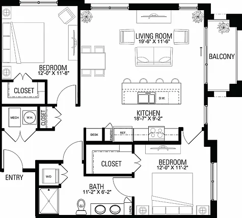 Floor Plan 2D | Wells Street Station | Apartments in Delafield, WI Floor Plan 2D | Wells Street Station | Apartments in Delafield, WI