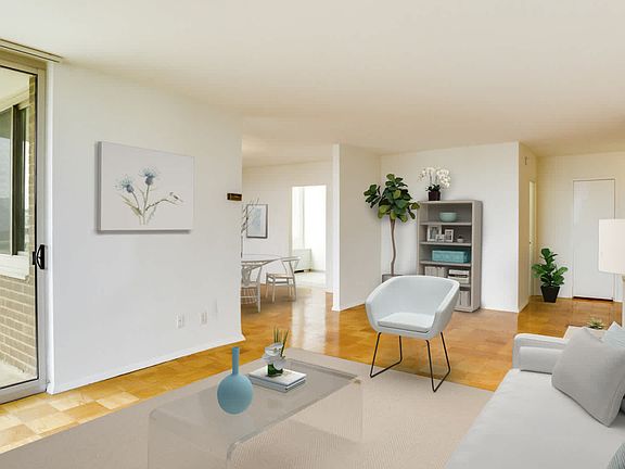 Living and Dining Room with Parquet Flooring and Private Balcony