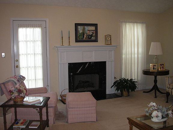 Gas log fireplace.
