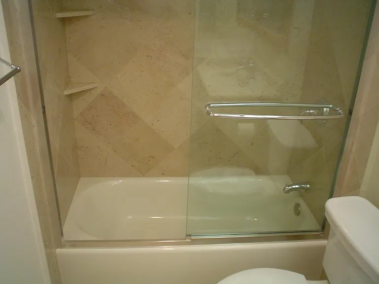 Shower - marble with glass doors