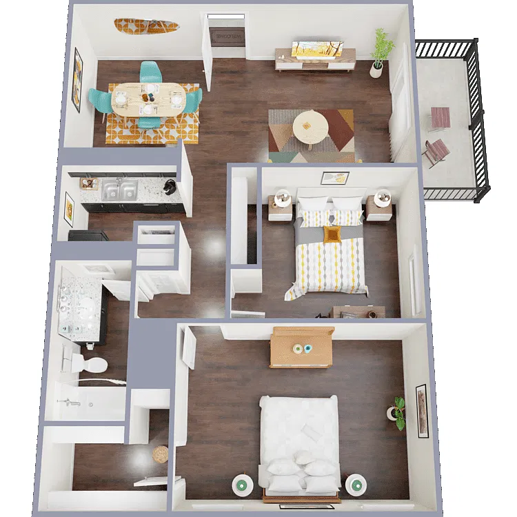Floor plan Two Bedroom, One Bathroom
