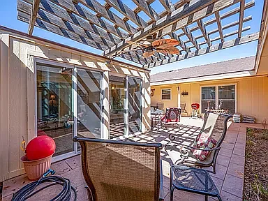 Private courtyard looking into sunroom