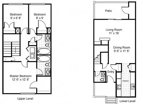 Floor plan 3 BEDROOM 2.5 BATH TOWNHOME