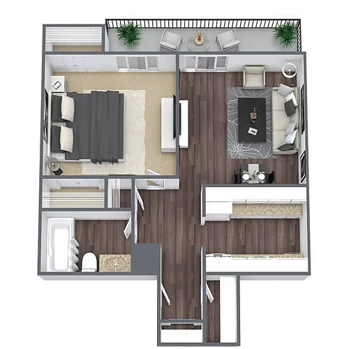 Floor plan A1: 1 Bed 1 Bath