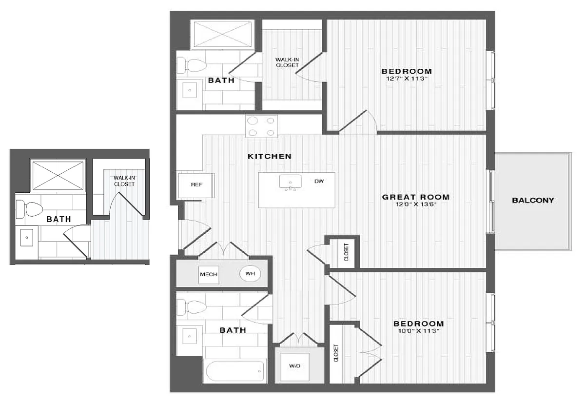 Floor plan 2 Bed/2 Bath-B1