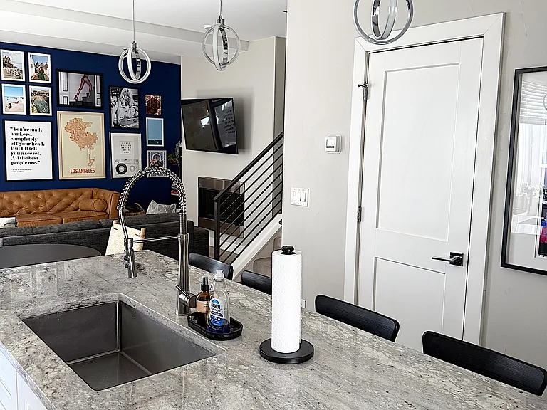 Kitchen and downstairs powder room/bathroom