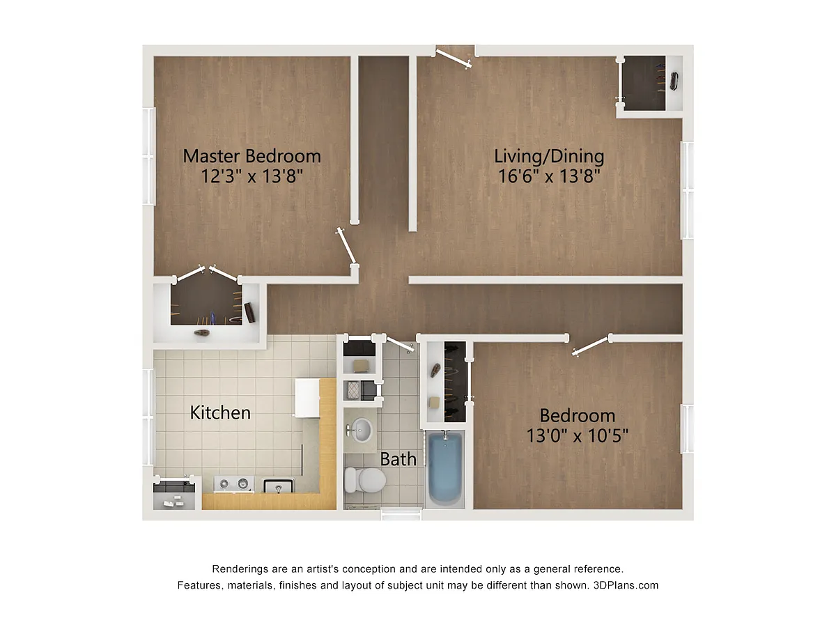 Floor plan 2 Bed 1 Bath