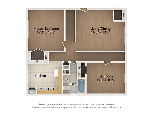 Floor plan 2 Bed 1 Bath