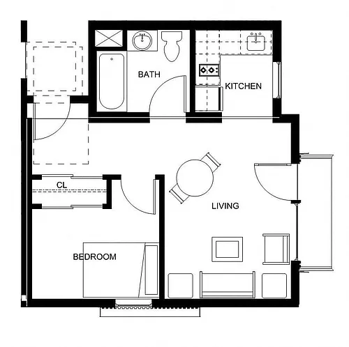 Floor plan One Bedroom One Bath