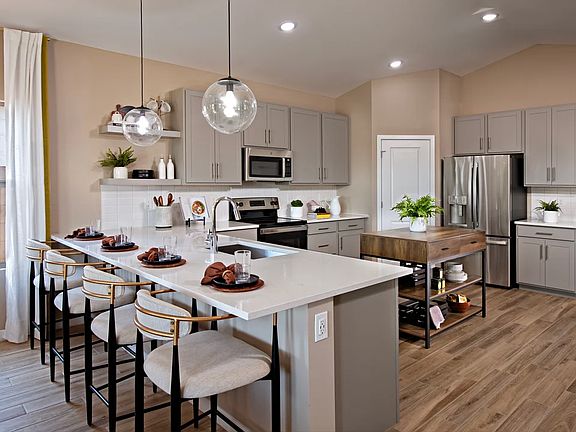 Kitchen with pendant lighting
