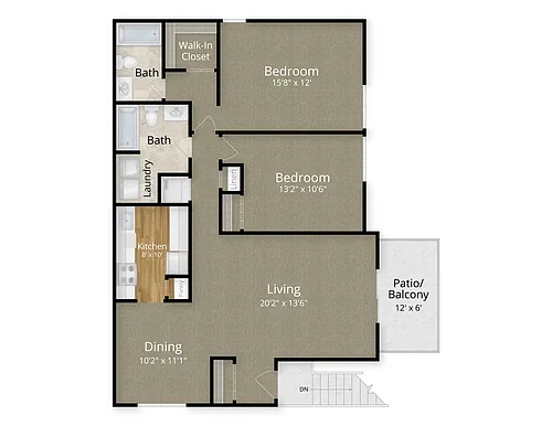 Floor plan 2 Bed x 2 Bath