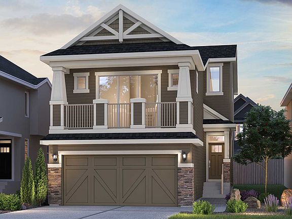 An exterior rendering of the Arts and Crafts style Hudson 24 model