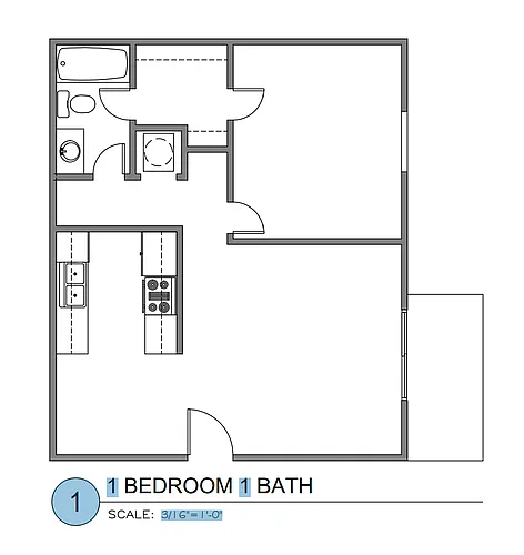Floor plan 1 Bed 1 Bath