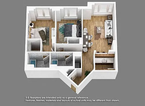 Floor plan 2 Bedroom 2 Bath- B03