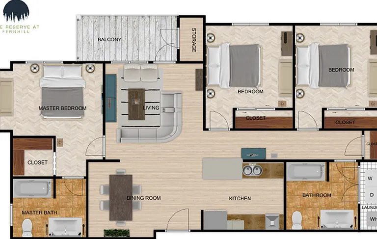 Three Bedroom 2D Floor Plan Three Bedroom 2D Floor Plan