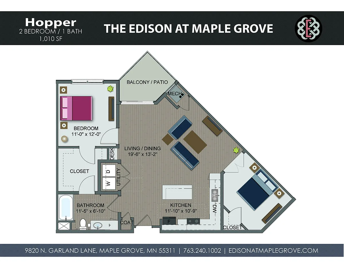 Floor plan Hopper (w/Den)