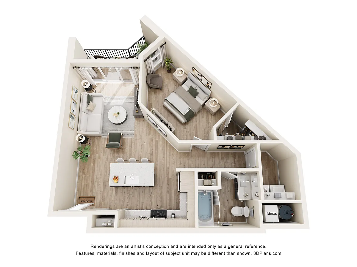 Floor plan One Bedroom B