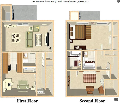 Floor plan 2 BEDROOM TOWNHOME 2 AND A HALF BATHROOM