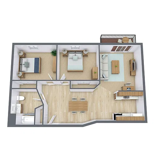 Floor plan Two Bedroom 21A