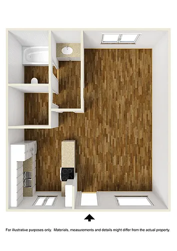 Floor plan Studio, 1 Bathroom Plan A