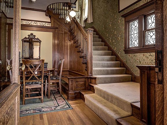 Stairway up to second floor bedrooms.
