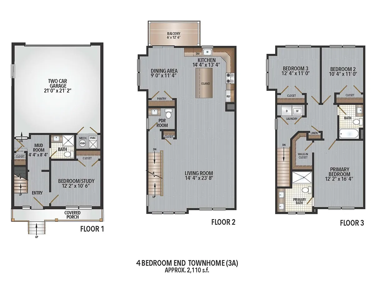 Floor plan 4 Bedroom Luxury Townhome