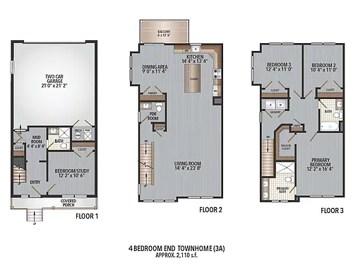Floor plan 4 Bedroom Luxury Townhome