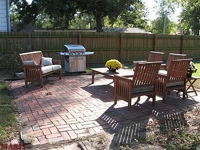 Brick patio in back yard