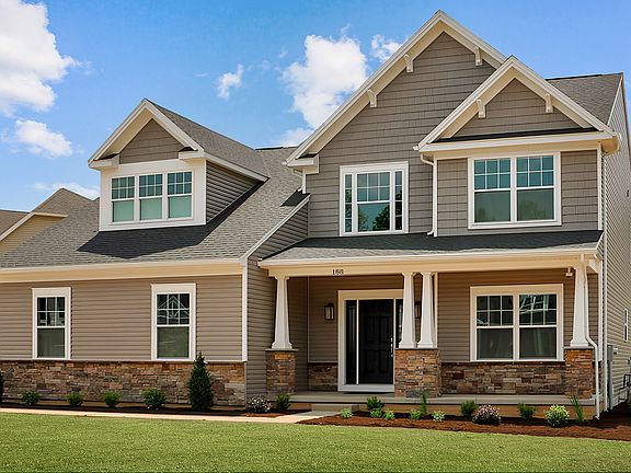 Front exterior view of the Bayberry C with full porch by S A Homes - 2 story home with Craftsman des
