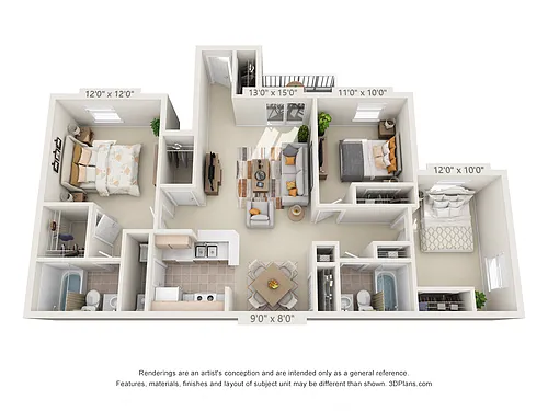 Floor plan Three Bedroom A