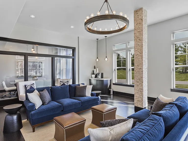 Modern Resident Lounge with Bar and Communal Tables