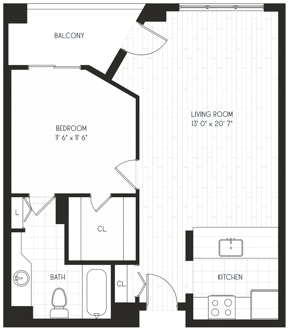 Floor plan 1x1 A8 - Partial