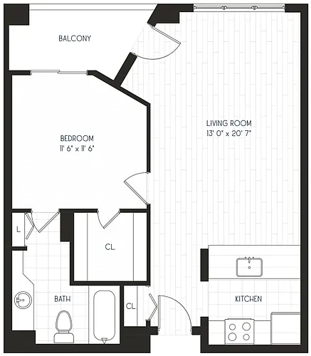 Floor plan 1x1 A8 - Partial