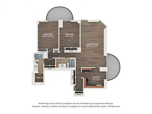 Floor plan 2 Bedroom 02