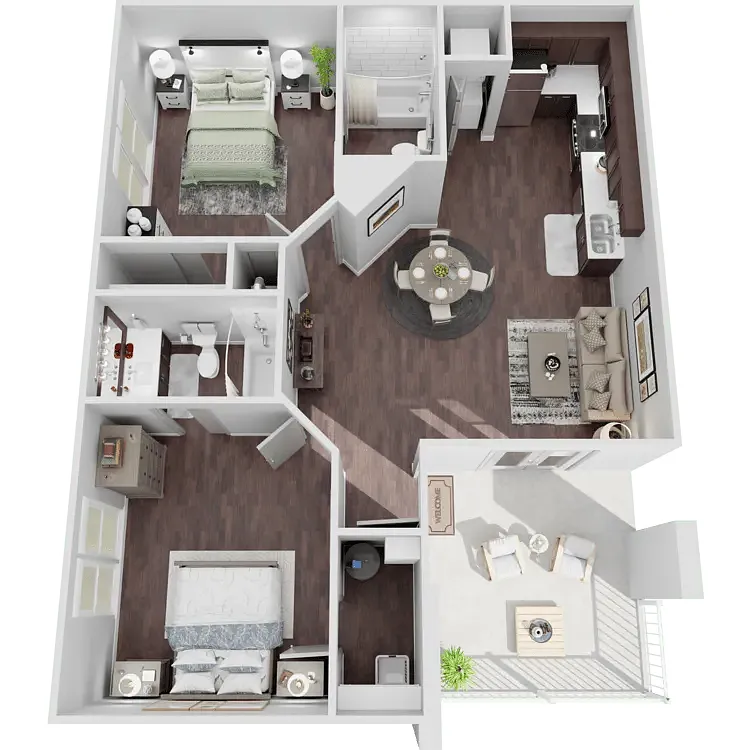 Floor plan 2 bedroom 2 bath