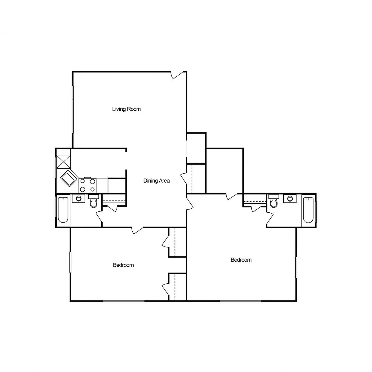 Floor plan Two Bedroom Two Bath