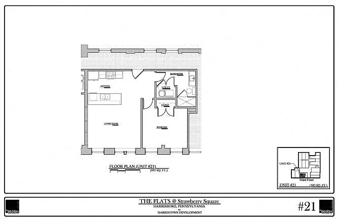 Floor plan FLAT - 21- 1 Bedroom - 1 Bathroom