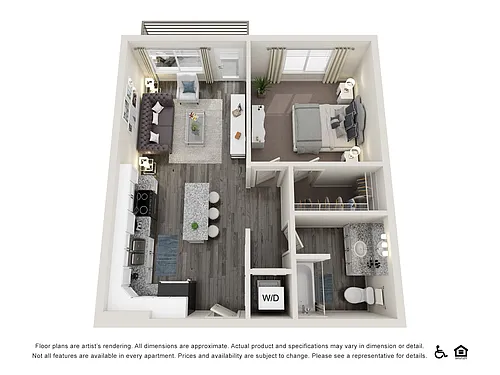 Floor plan 1x1 - 699 sqft - A3