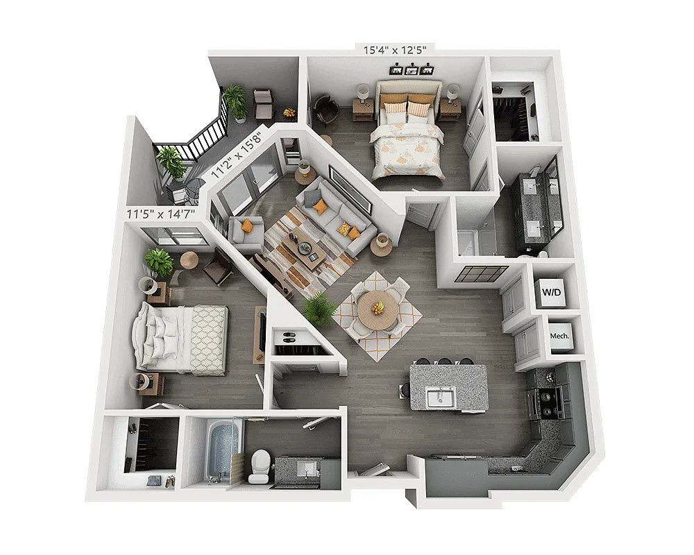 Floor plan Two Bedroom B2K-II